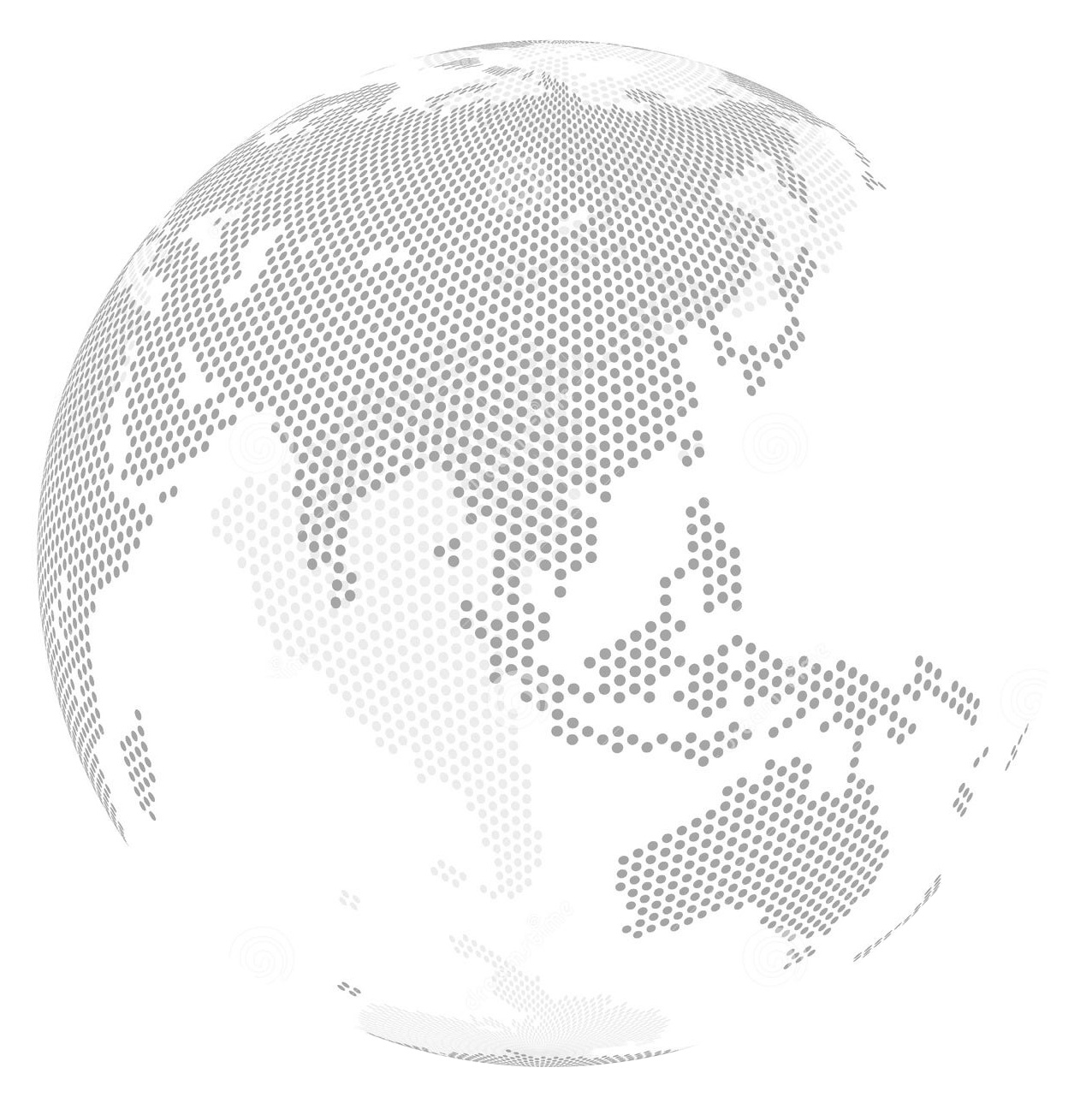 Dotted globe illustration showing global reach
